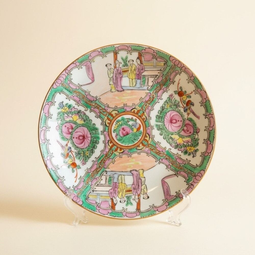 Vintage Chinese Rose Medallion Plate-Famille Rose-Qianlong Mark Charger-Asian